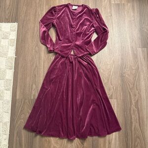 Norma Kamali vintage magenta, two-piece skirt set small